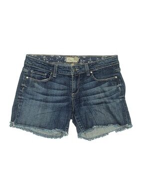PAIGE Dark Blue Distressed Denim Cutoff Shorts